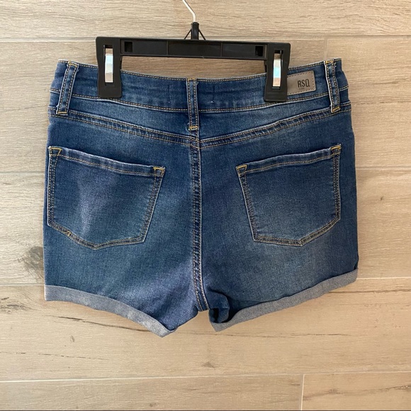 RSQ Girls Dark Blue Sunset High Rise Jean Shorts - Picture 2 of 3